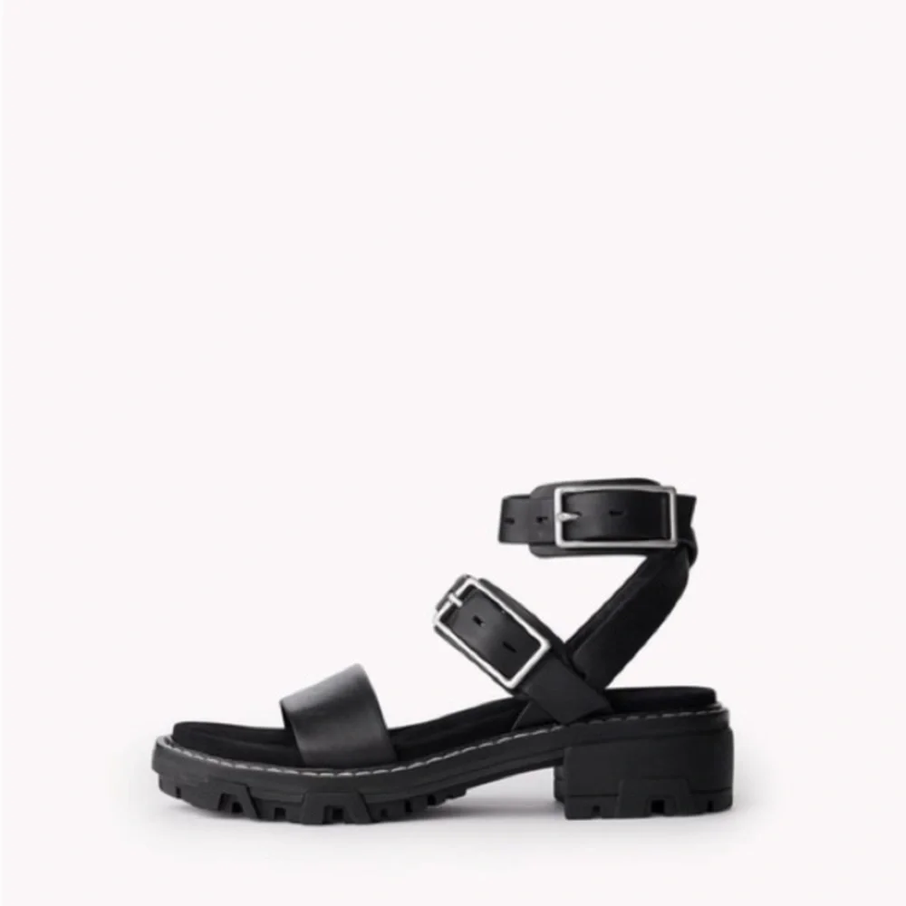 Rag & Bone Black Chunky Sandals with Leather Straps
